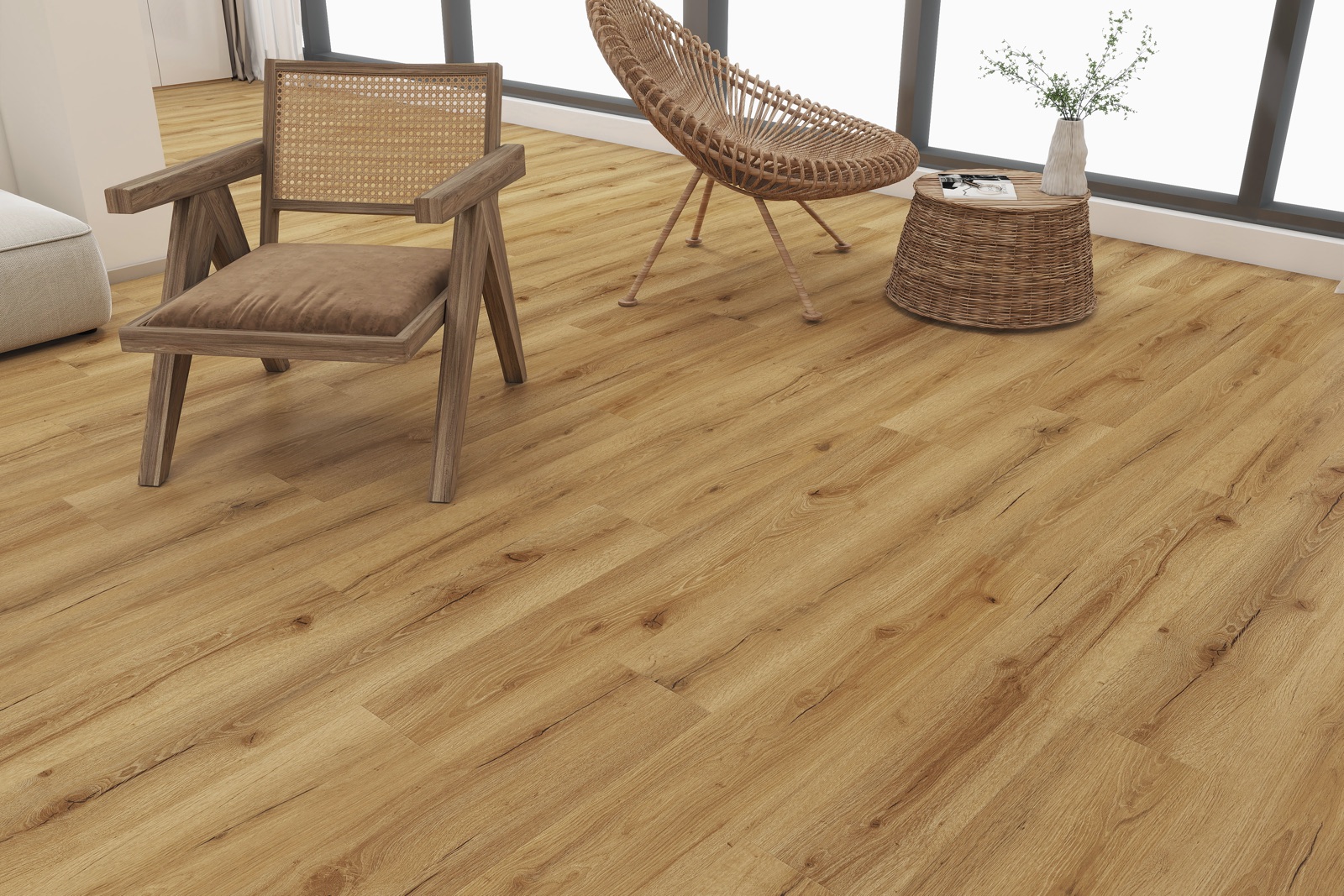 Interior visualisation showing Erica flooring
